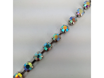 Traka sa kristalima / SS-30 AB Crystal - Srebrna osnova