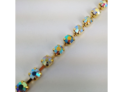 Traka sa kristalima / SS-30 AB Crystal - Zlatna osnova