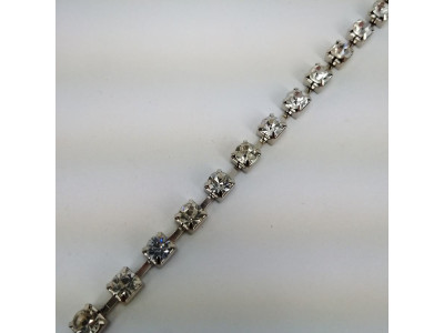Traka sa kristalima / SS-24 Crystal Tip B - Srebrna osnova