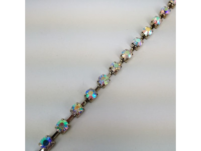 Traka sa kristalima / SS-24 AB Crystal Tip B - Srebrna osnova
