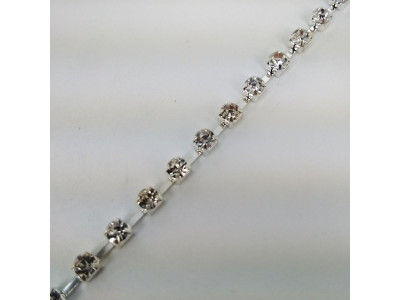 Traka sa kristalima / SS-18 Crystal - Srebrna osnova Tip B 