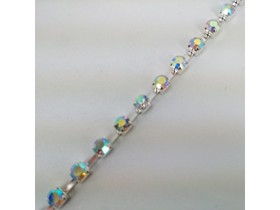 Traka sa kristalima / SS-18 AB Crystal - Srebrna osnova Tip B