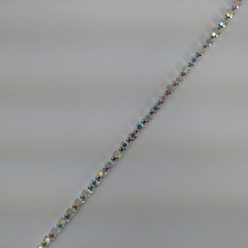 Traka sa kristalima / SS-12 AB Crystal - Srebrna osnova Tip A